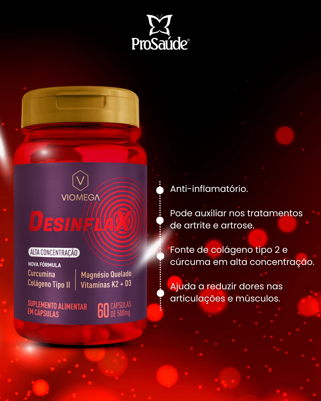 Desinflax - Cúrcuma + Colágeno tipo 2 + Magnésio + Vit. K2 e D3 image hover