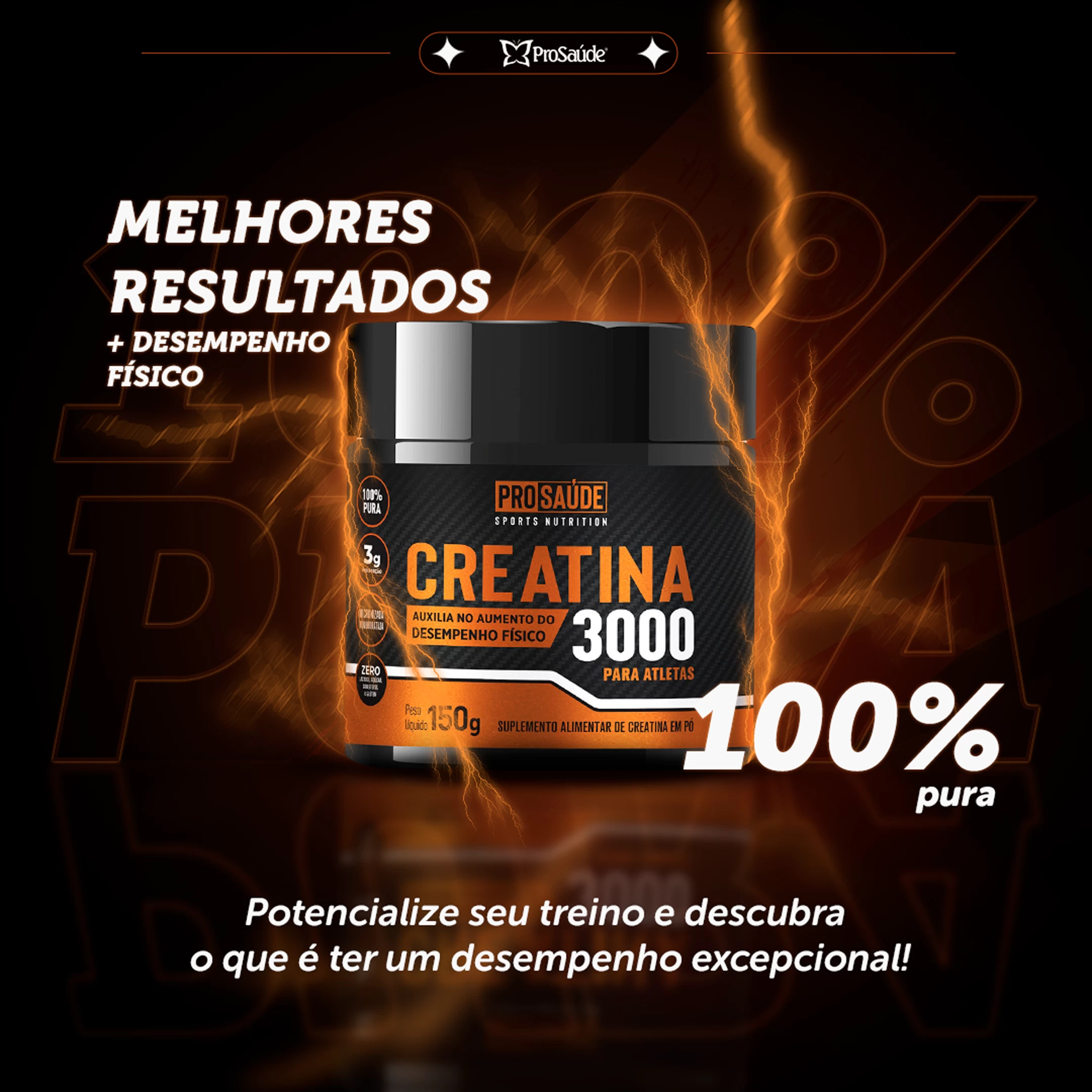 Creatina 3000 - 300 Gramas 100% pura 