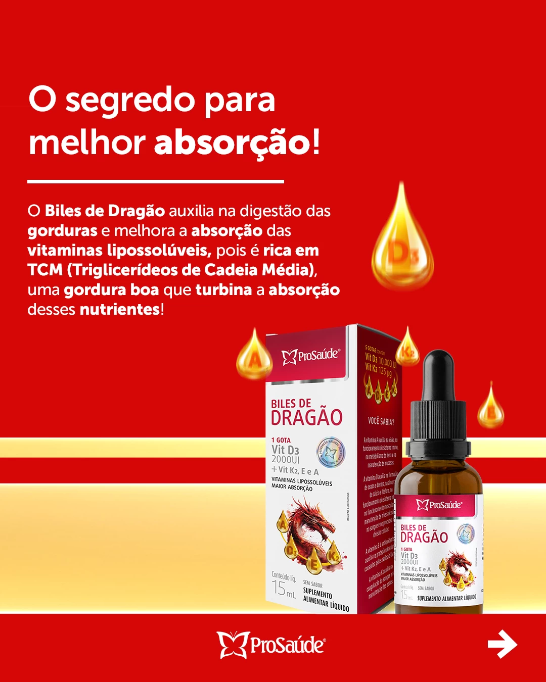 BIles de Dragão - Vitaminas A + D + E + K em gotas.