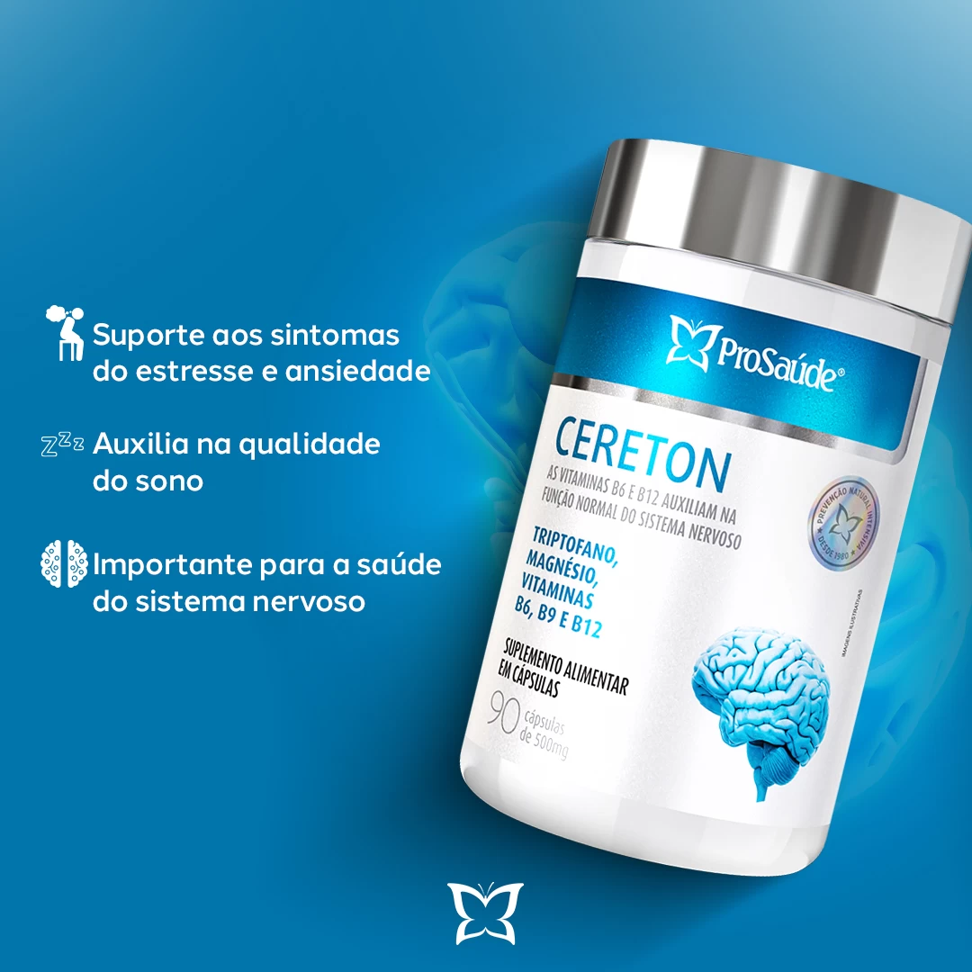 Cereton - Triptofano + Magnésio + vitaminas B6, B9 e B12
