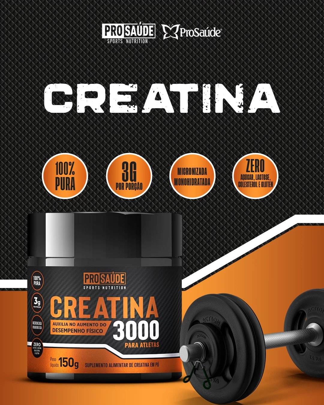 Creatina 3000 - 300 Gramas 100% pura 