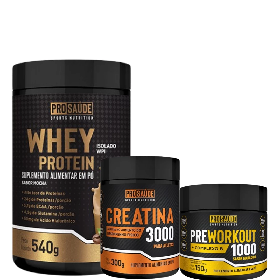 Whey Isolado + Creatina 300g + PreWorkout de Brinde!