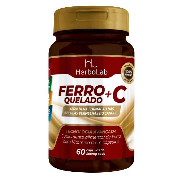 Ferro Quelado  + Vitamina C - 60 capsulas 