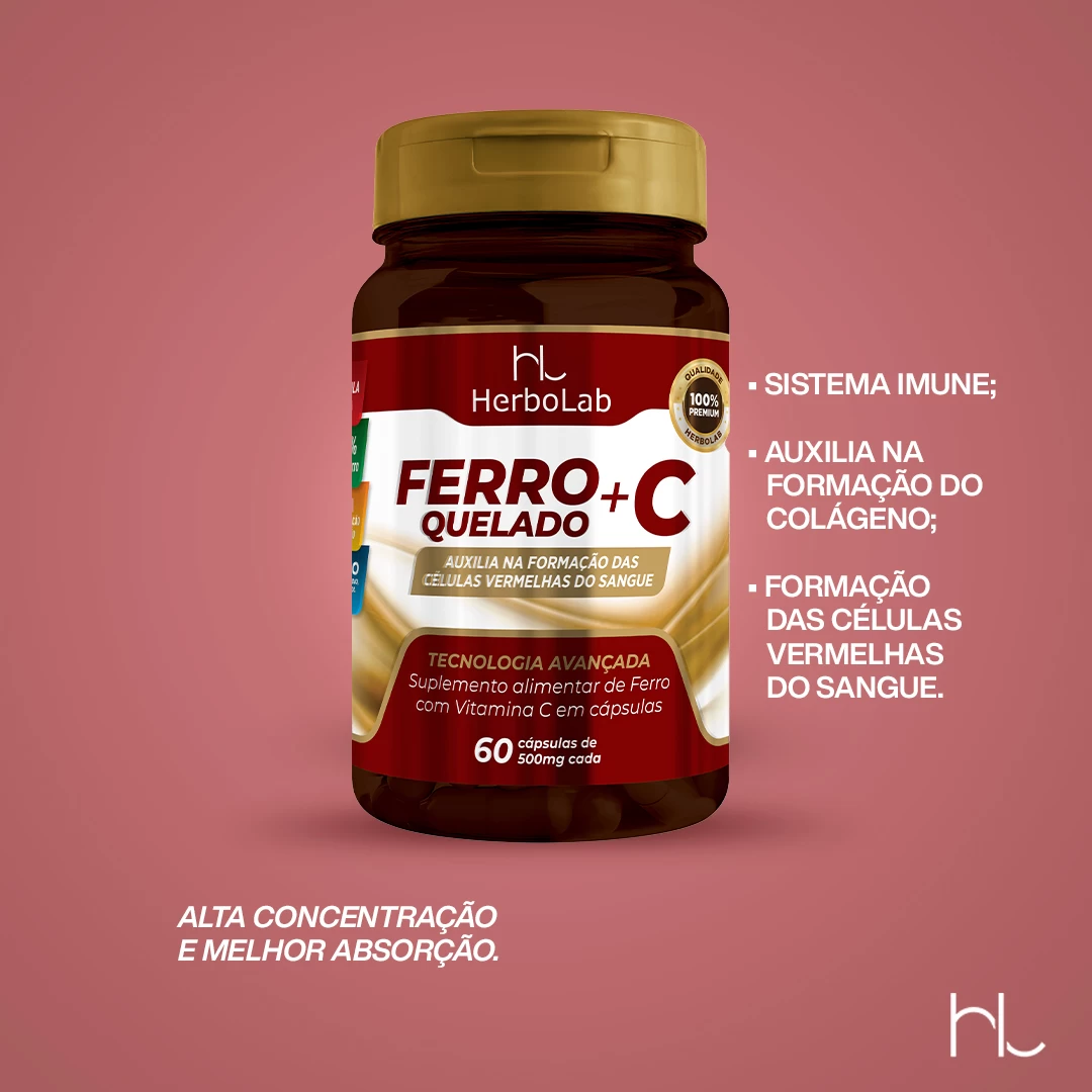Ferro Quelado  + Vitamina C - 60 capsulas  image hover