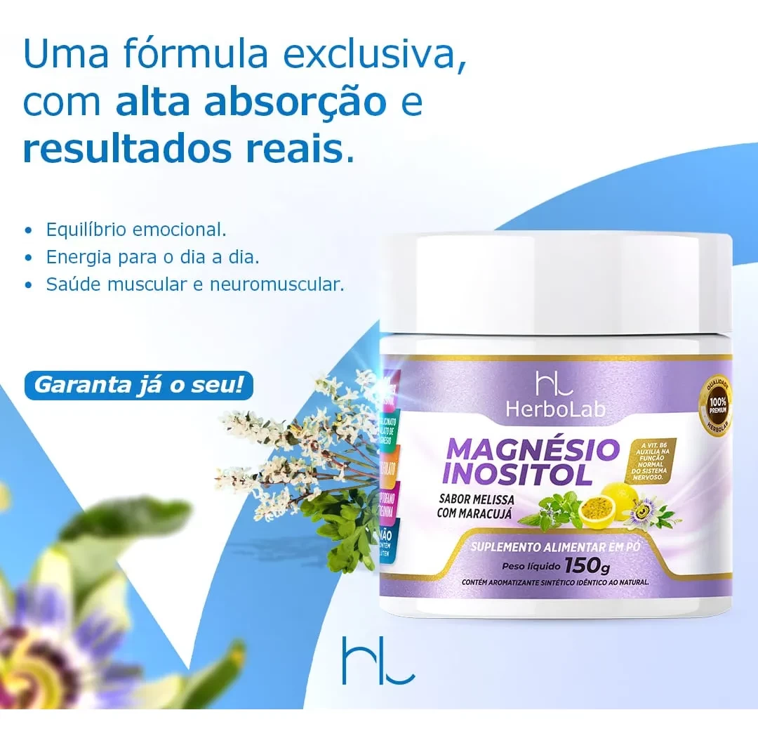 Magnésio Inositol + Treonina + Triptofano + Vitaminas B6 e B9 - Sabor Melissa com Maracujá image hover