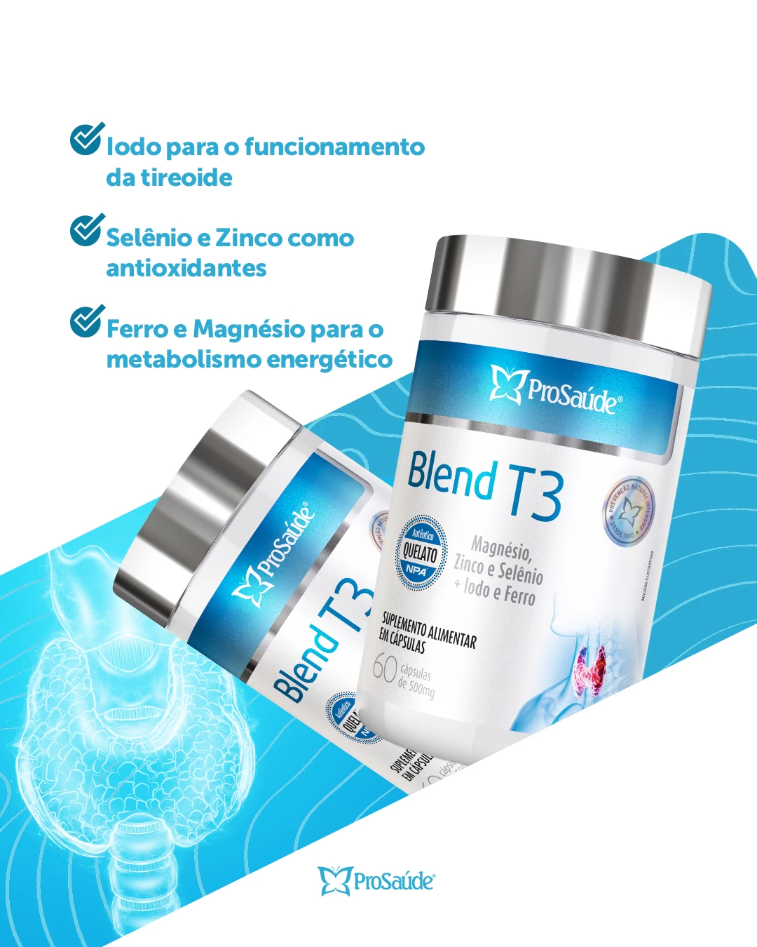 Blend T3 - Ferro + Iodo + Magnésio + Selênio + Zinco.