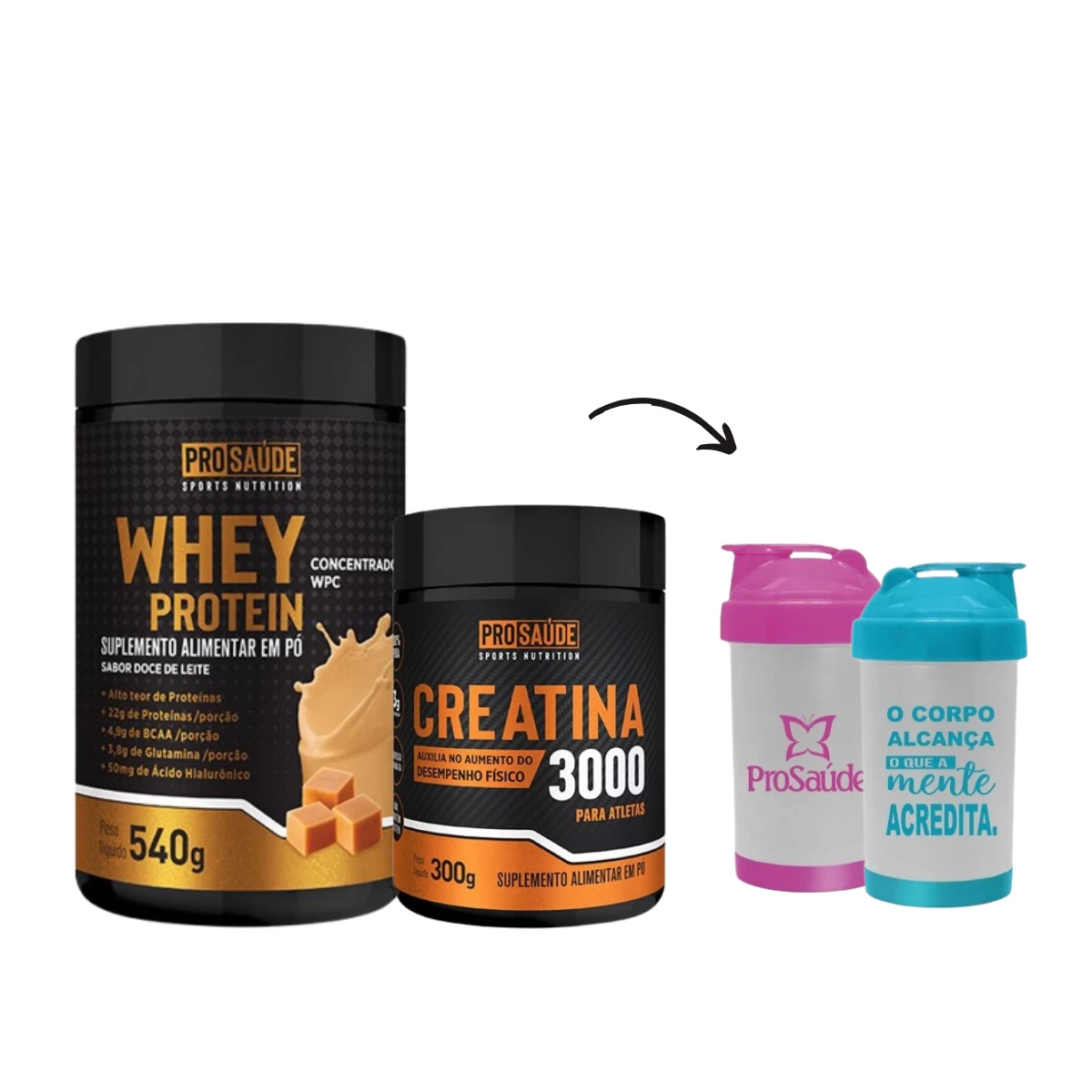 Whey concentrado + Creatina 300g - Você ganha 1 Coqueteleira