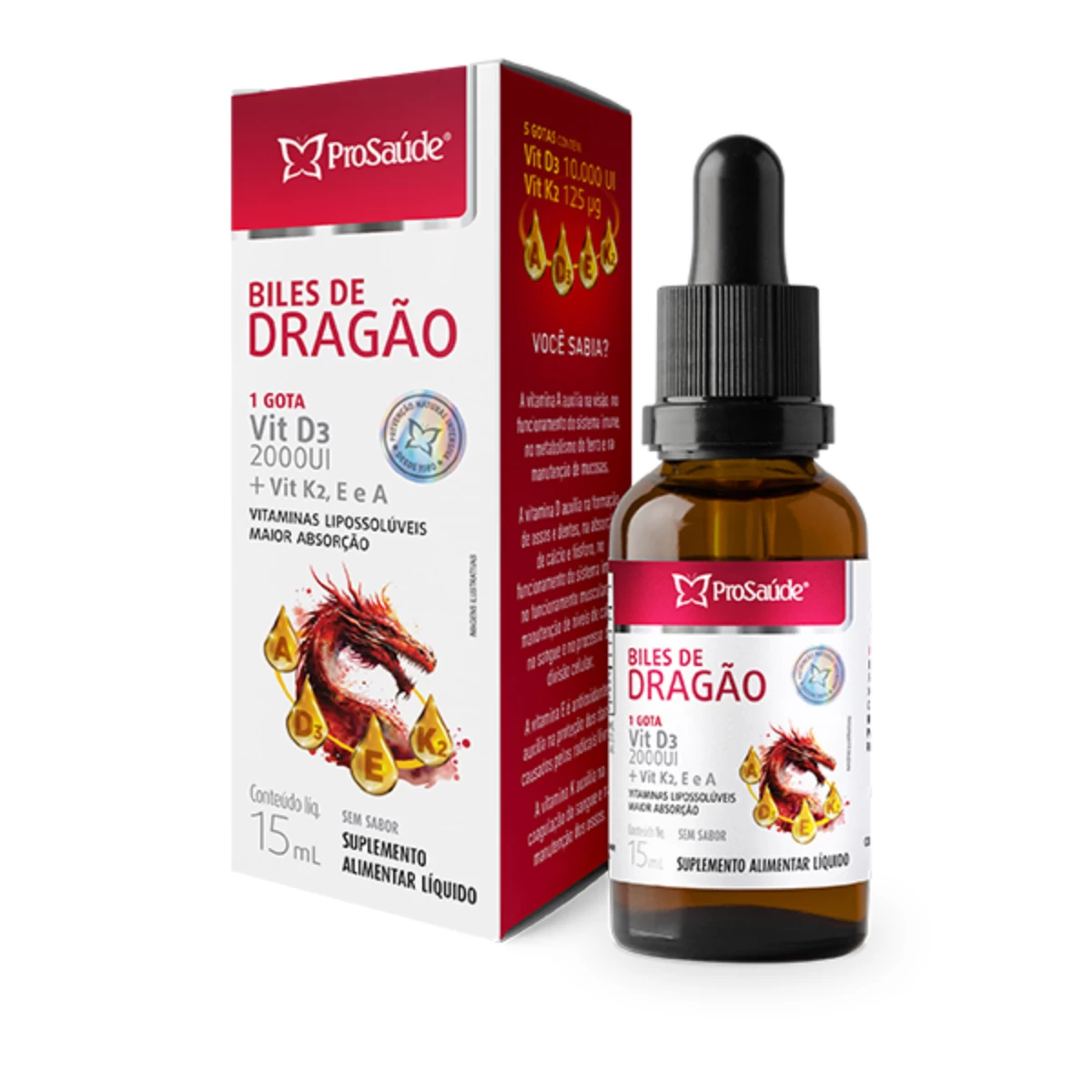 BIles de Dragão - Vitaminas A + D + E + K em gotas.