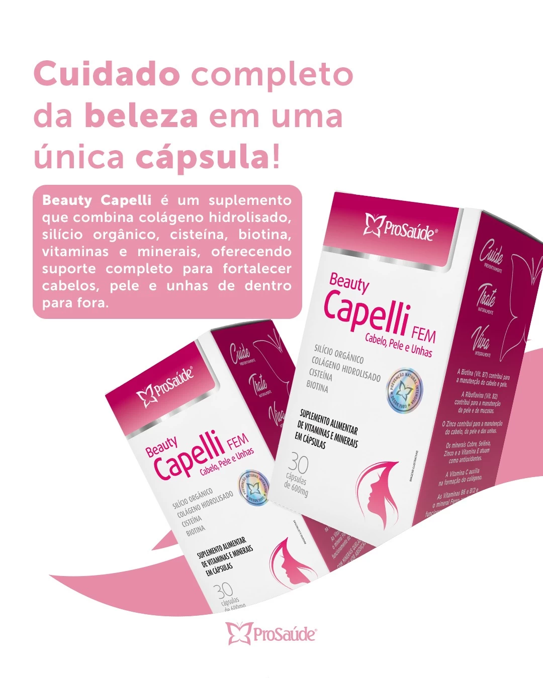 Beauty Capelli - Colágeno hidrolisado + Silício Orgânico + Biotina
